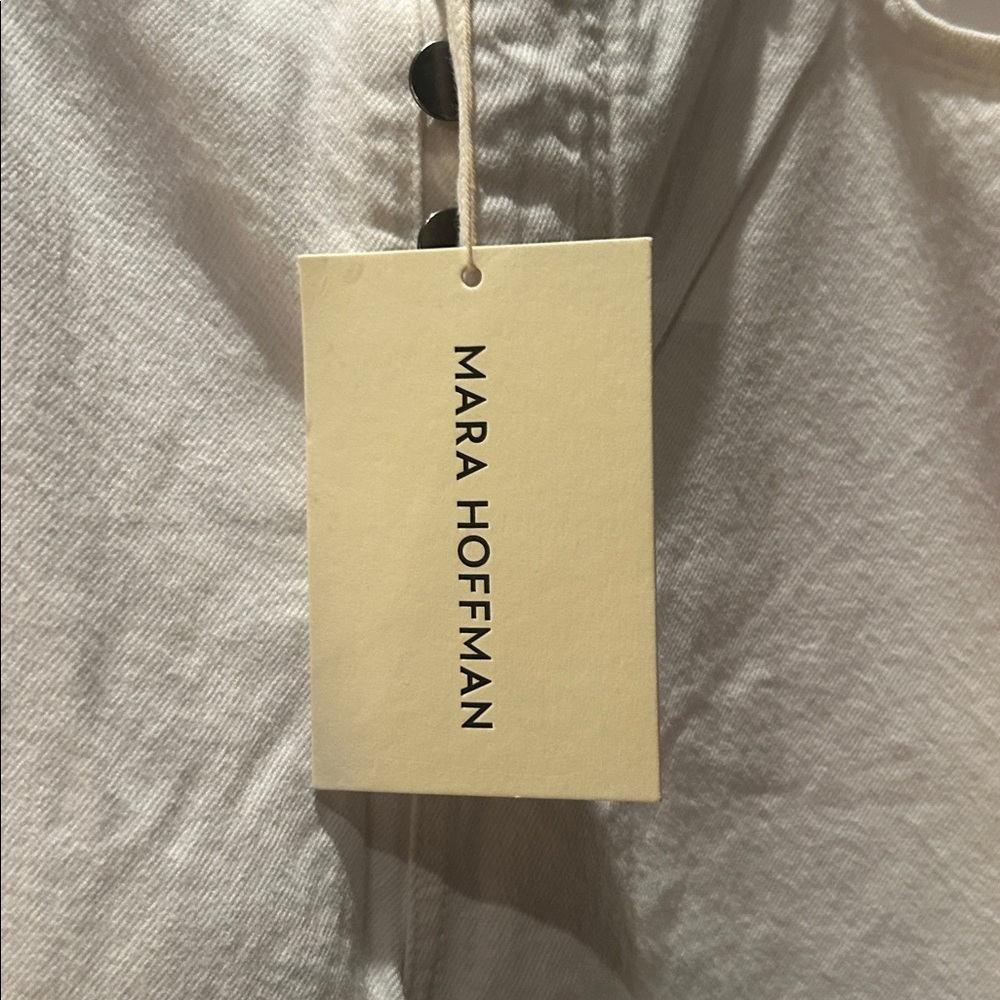 NWT Mara Hoffman Georgina white wide Straight Leg Jeans Size 10-12 - Picture 7 of 13